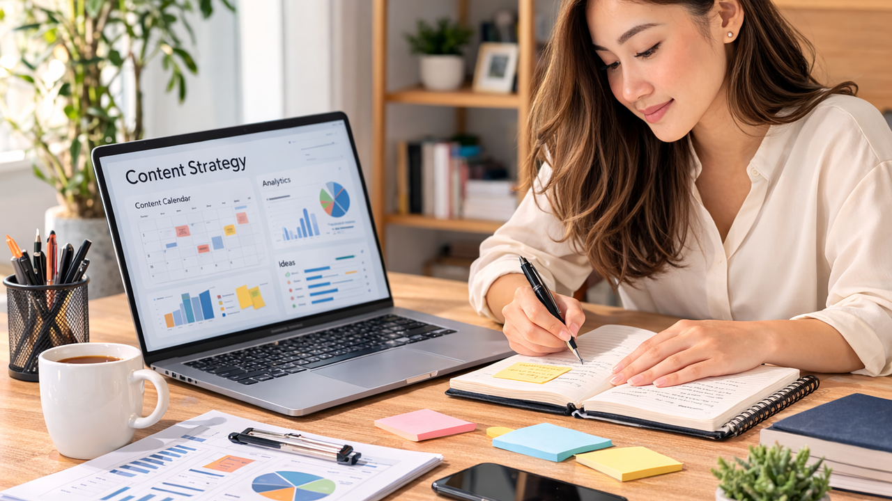 Digital marketing strategy on a laptop