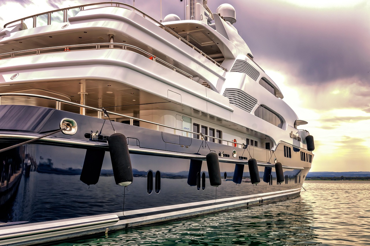 Luxury yacht at port